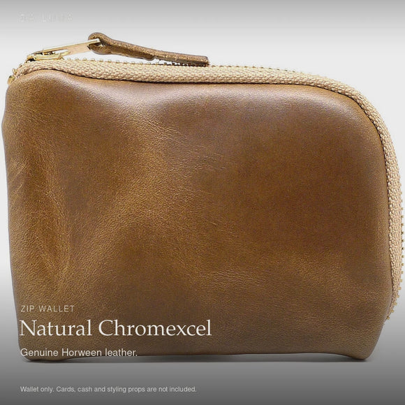 DA LUCA Leather Zip Wallet - Natural Chromexcel (Khaki Zipper). Official product film with readable details. #Color_Natural Chromexcel (Wlt-zip)