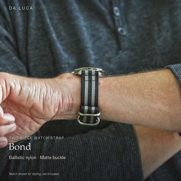 DA LUCA Two Piece Ballistic Nylon Military Watch Strap - Bond. Official product film with readable details. #Color_Bond (Nylon 2P Matte)