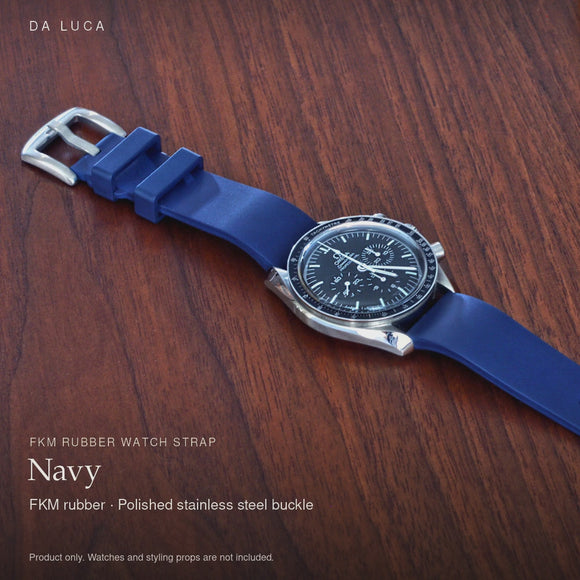 DA LUCA FKM Rubber Adventurer Watch Strap - Navy. Official product film with readable details. #Color_Navy (Fkm-Adv)