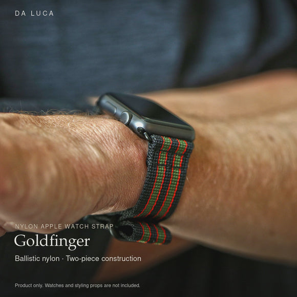 DA LUCA Nylon Apple Watch Strap - Goldfinger. Official product film with readable details. #Color_Goldfinger (Nylon 2P PVD)