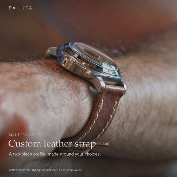DA LUCA Custom Leather Watch Strap. Made-to-order product details and styling.