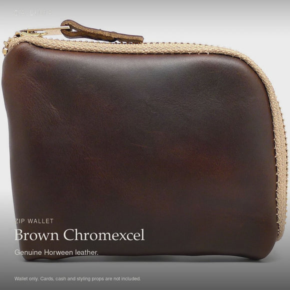 DA LUCA Leather Zip Wallet - Brown Chromexcel (Khaki Zipper). Official product film with readable details. #Color_Brown Chromexcel (Wlt-zip)