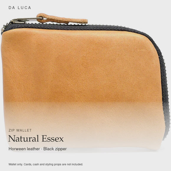 DA LUCA Leather Zip Wallet - Natural Essex (Black Zipper). Official product film with readable details. #Color_Natural Essex (BlackZip) (Wlt-zip)
