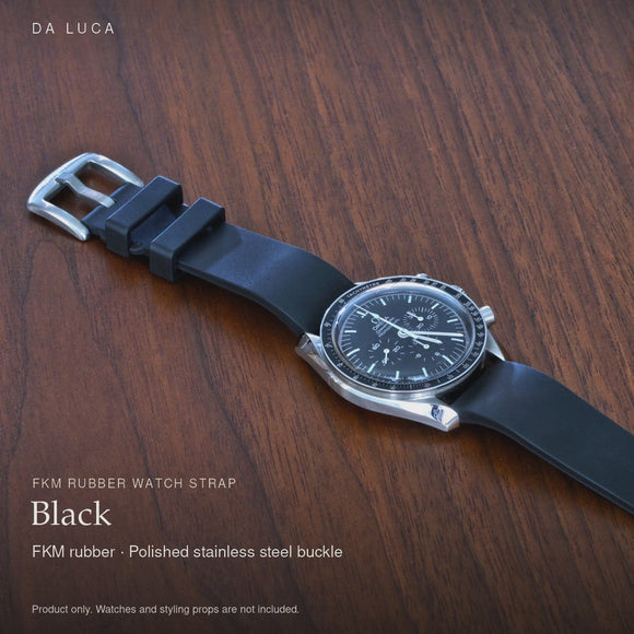 DA LUCA FKM Rubber Adventurer Watch Strap - Black. Official product film with readable details. #Color_Black (Fkm-Adv)