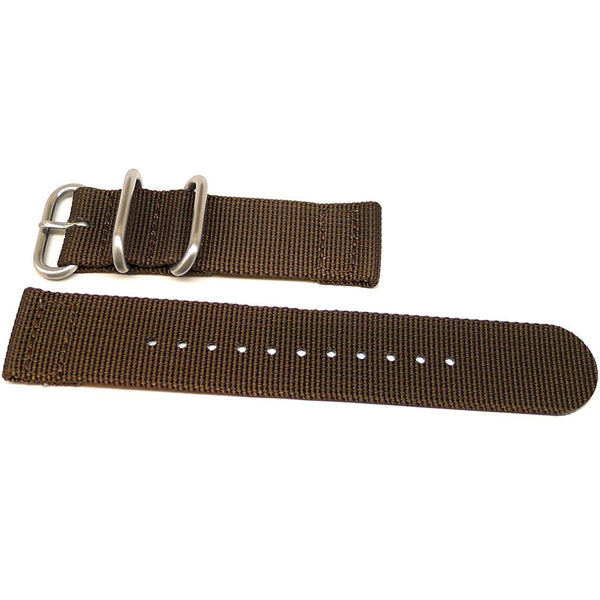Brown Two Piece Ballistic Nylon Military Strap Matte By DaLuca Straps.