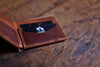Right Side View Of A Handmade Bi Fold Wallet Made From Genuine Horween Natural Dublin Leather by DaLuca Straps.