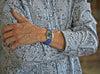 Braided Nylon Perlon Watch Strap Blue Blue PVD Buckle Long By DaLuca Straps.