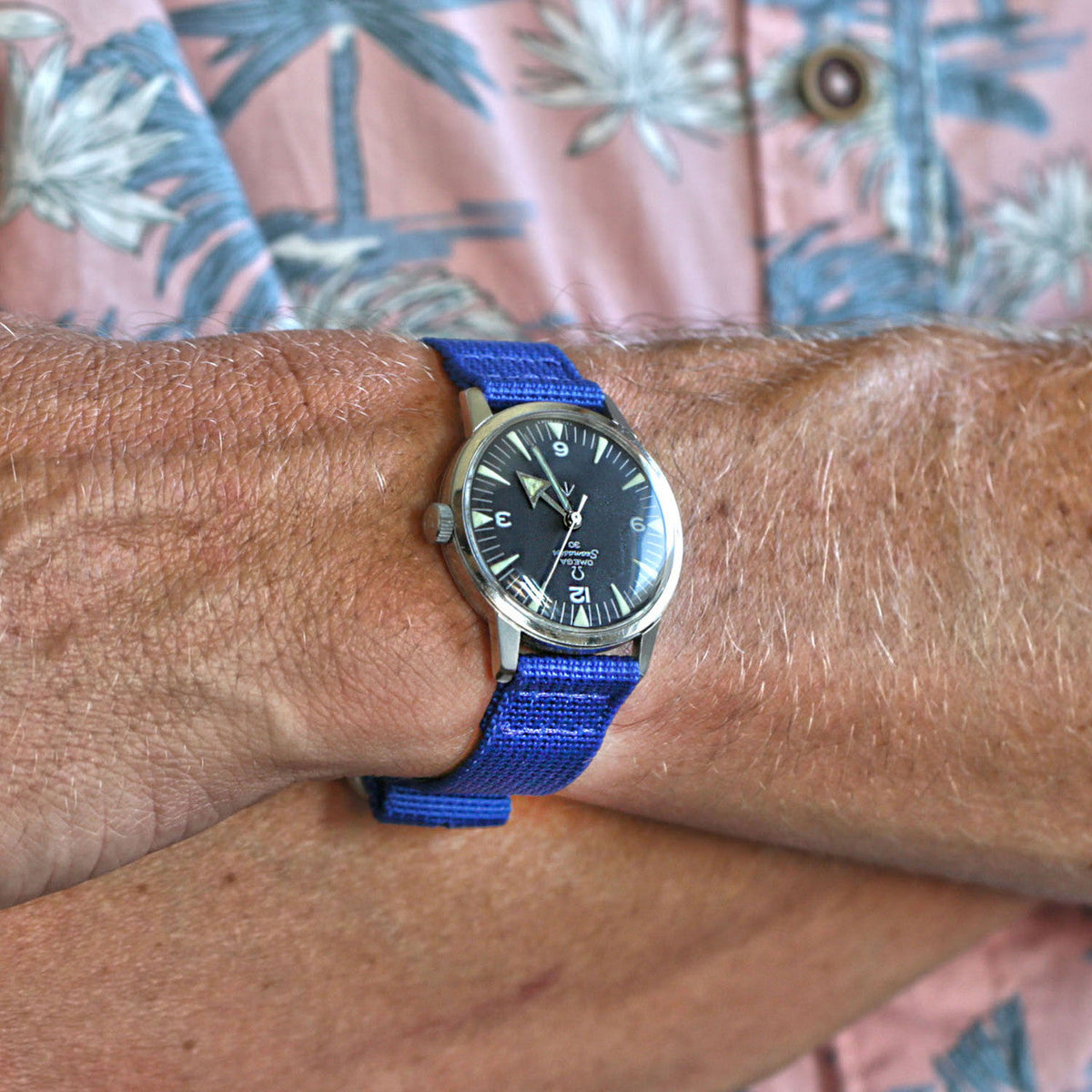 Blue Two Piece Ballistic Nylon Military Band Matte By DaLuca Straps.