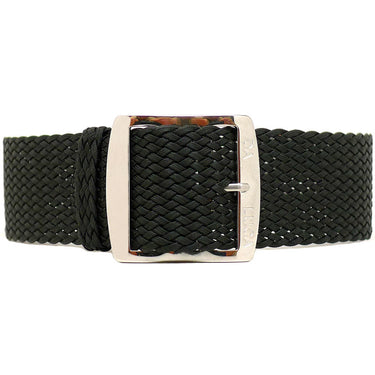 Braided Nylon Perlon Watch Strap Black Polished Buckle Main By DaLuca Straps.