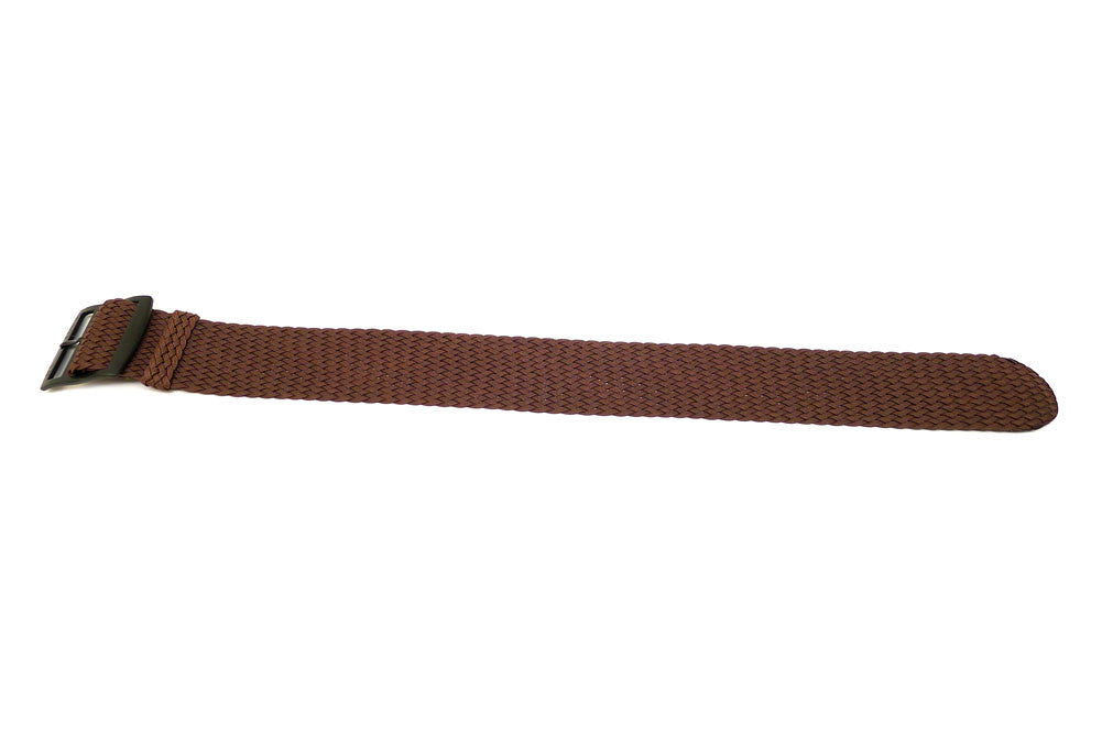 Brown Perlon Nylon Watch Strap With A PVD Buckle By DaLuca Straps.
