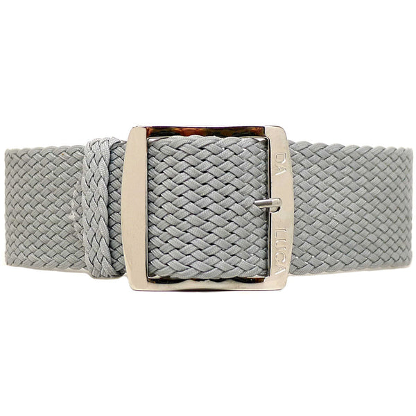 Braided Nylon Perlon Watch Strap Grey Polished Buckle Main By DaLuca Straps.