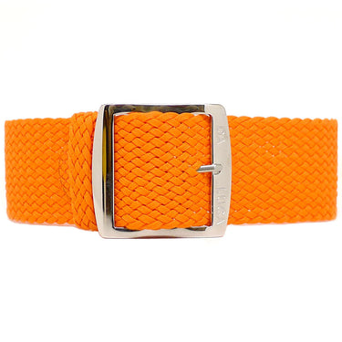 Braided Nylon Perlon Watch Strap Orange Polished Buckle Main By DaLuca Straps.