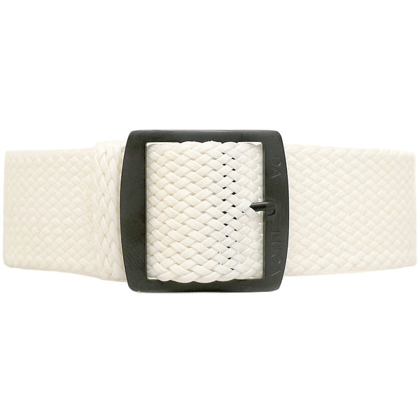 Braided Nylon Perlon Watch Strap White PVD Buckle By DaLuca Straps.
