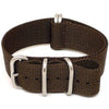 Brown Ballistic Nylon Military Watch Strap With A Matte Silver Buckle By DaLuca Straps.