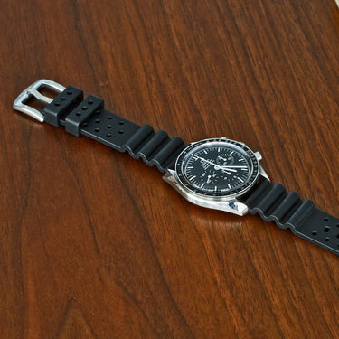 Lifestyle Of A Cousteau Rubber FKM Watch Strap In Black By DaLuca Straps.