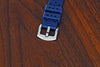 Buckle Of A Cousteau Rubber FKM Watch Strap In Blue By DaLuca Straps.
