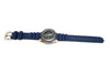 Full View Of A Cousteau Rubber FKM Watch Strap In Blue By DaLuca Straps.