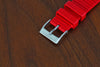The Buckle Of Our Racer Rubber FKM Watch Strap In Red by DaLuca Straps.