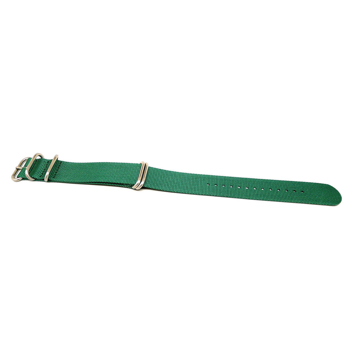 Green Ballistic Nylon Military Watch Strap With A Matte Silver Buckle By DaLuca Straps.