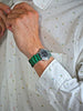 Stunning Braided Nylon Perlon Watch Strap Green Polished Buckle Main By DaLuca Straps.