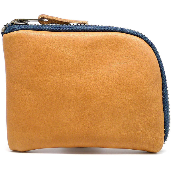 Our Handmade Zip Wallet Made From Horween Natural Essex Leather with a Blue Zipper DaLuca Straps.