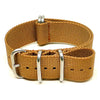 Light Brown Ballistic Nylon Military Watch Strap With A Matte Silver Buckle By DaLuca Straps.
