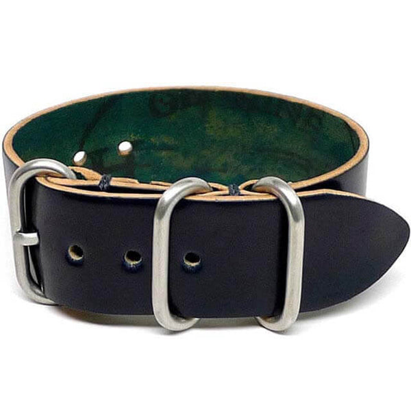 Military Single Piece Watch Strap Shell Cordovan Navy Matte Main By DaLuca Straps.
