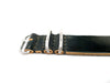 Horween Shell Cordovan Leather Watch Strap In Black Matte Silver Buckle By DaLuca Straps.