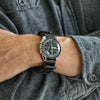 A Leather Military Single Piece Watch Strap Black Chromexcel PVD By DaLuca Straps.