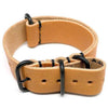 Leather Military Watch Strap Made From Genuine Horween Natural Essex PVD By DaLuca Straps.