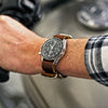 Horween Shell Cordovan Leather Watch Strap In Color 8 Matte Silver Buckle By DaLuca Straps.