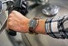 Long View Of A Horween Shell Cordovan Leather Watch Strap In Color 8 Matte Silver Buckle By DaLuca Straps.