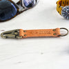 Close View Of Our Keychain Made From Genuine Horween Natural Essex Leather and Antique Brass Hardware by DaLuca Straps.