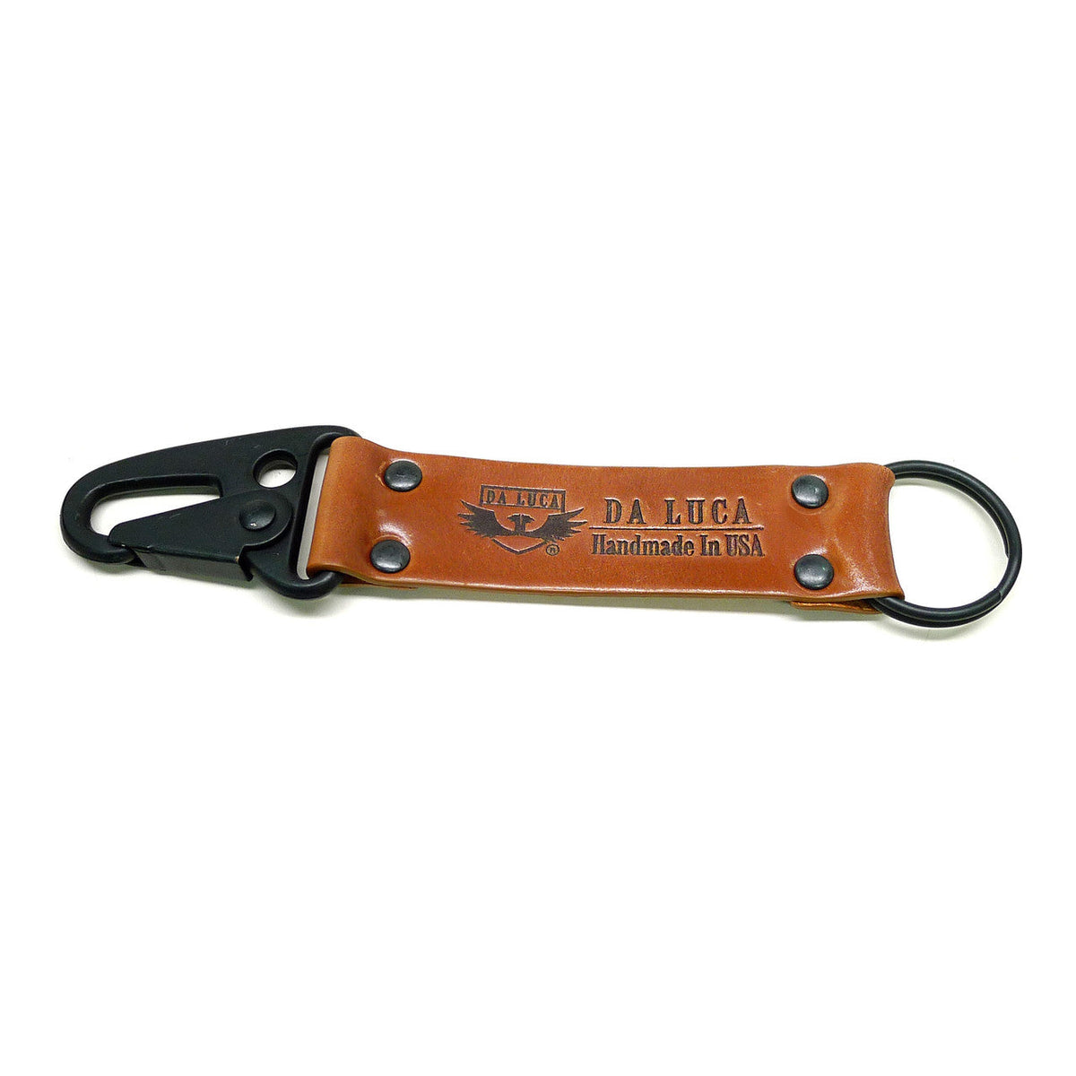 Handmade Keychain Made From Genuine Horween Natural Shell Cordovan Leather and PVD Hardware by DaLuca Straps.