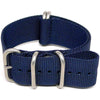 Navy Ballistic Nylon Military Watch Strap With A Matte Silver Buckle By DaLuca Straps.