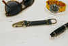 Keychain Made From Genuine Horween Navy Shell Cordovan Leather and Antique Brass Hardware by DaLuca Straps.