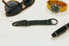 Keychain Made From Genuine Horween Navy Shell Cordovan Leather and Black PVD Hardware by DaLuca Straps.