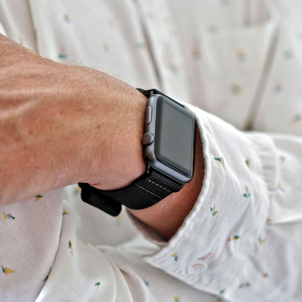 Nylon Apple Watch Strap Wrist Black DaLuca Straps.