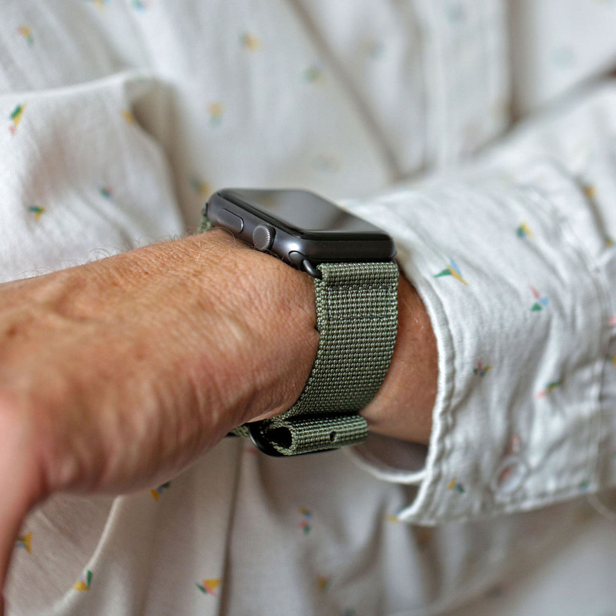 Nylon Apple Watch Strap Grey Wrist DaLuca Straps.