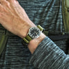 Olive Ballistic Nylon Military Watch Strap With A PVD Buckle By DaLuca Straps.