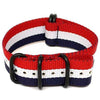 Red White And Blue Ballistic Nylon Military Watch Strap With A PVD Buckle By DaLuca Straps.