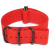 Red Ballistic Nylon Military Watch Strap With A PVD Buckle By DaLuca Straps.