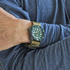 Sand Ballistic Nylon Military Single Piece Watch Band On A PVD Buckle By DaLuca Straps.