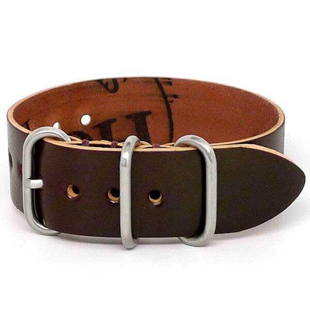 Shell Cordovan 1 Piece Military Leather Watch Strap - (Matte Buckle)
