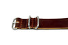 Horween Shell Cordovan Leather Watch Strap In Color 4 Matte Silver Buckle By DaLuca Straps.