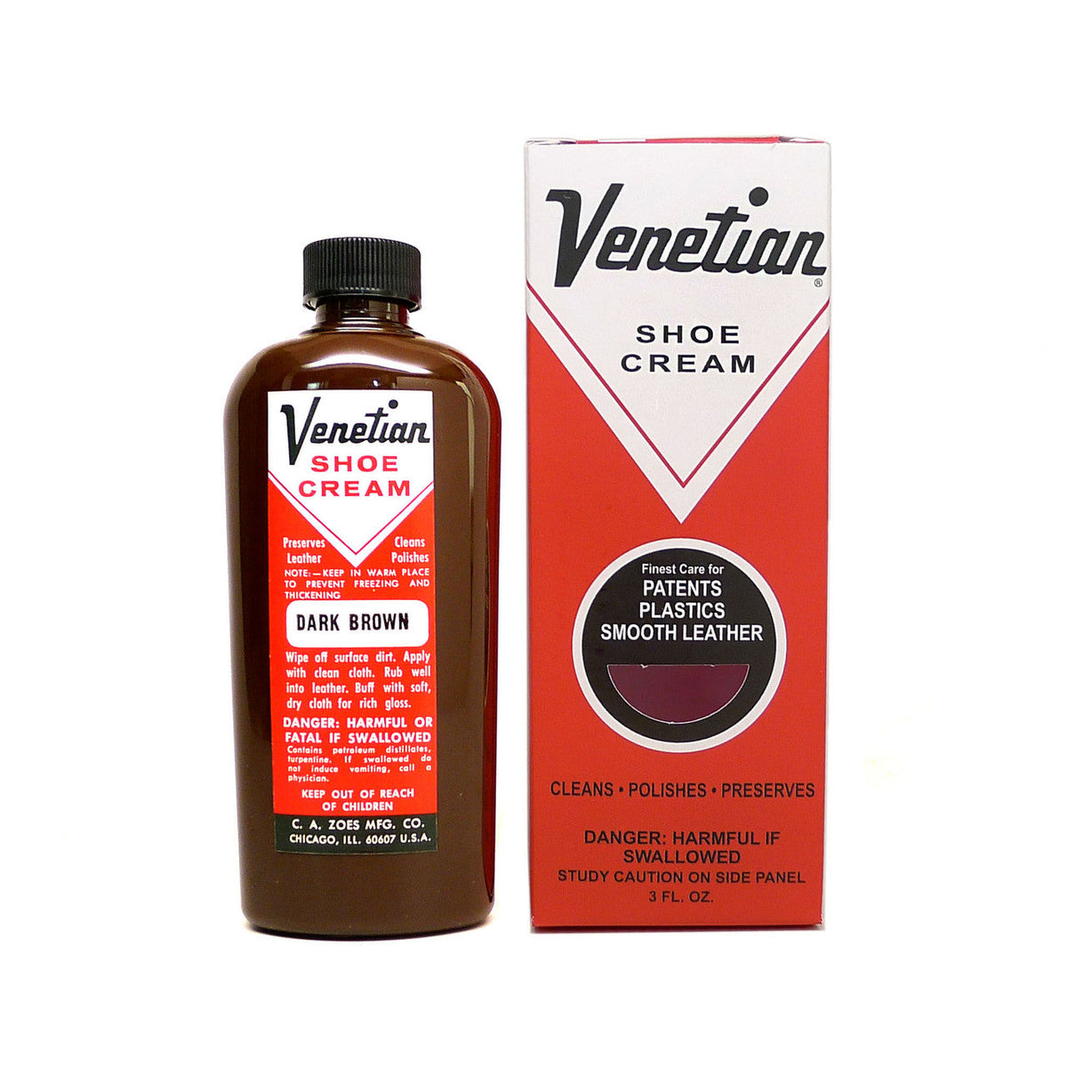 Venetian Cream in a 3oz Size with a Dark Brown Color in a Plastic Bottle DaLuca Straps.