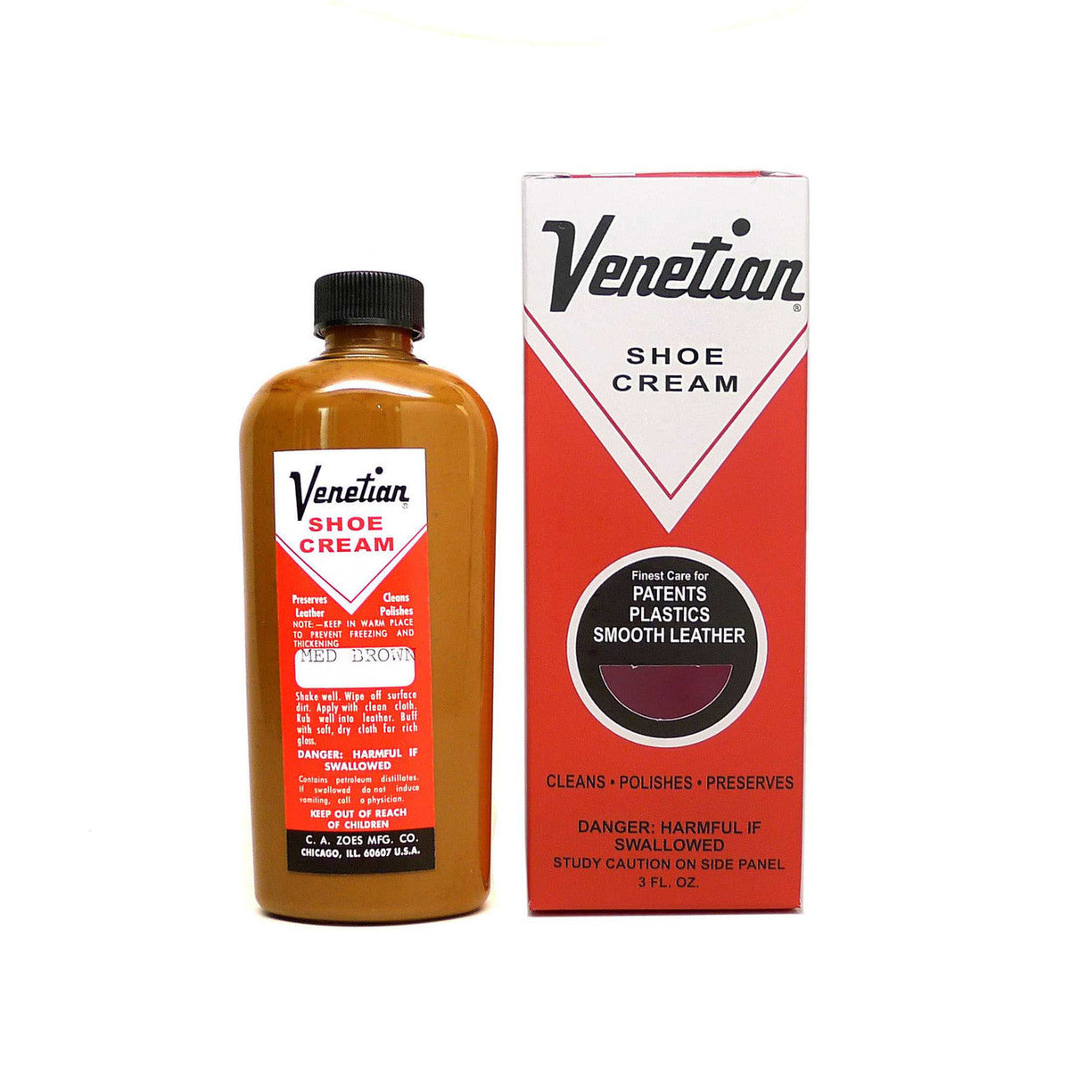 Venetian Cream in a 3oz Size with a Medium Brown Color in a Plastic Bottle DaLuca Straps.