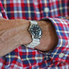 Braided Nylon Perlon Watch Strap White PVD Buckle By DaLuca Straps.