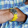 A Gorgeous Braided Nylon Perlon Watch Strap Yellow Polished Buckle Main By DaLuca Straps.