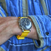 Two Piece Ballistic Nylon Watch Strap Yellow PVD By DaLuca Straps.
